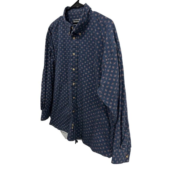 Alexander Martin Button-Up Shirt Navy Blue Floral Print Cotton Long Sleeve Sz XL - Picture 3 of 8